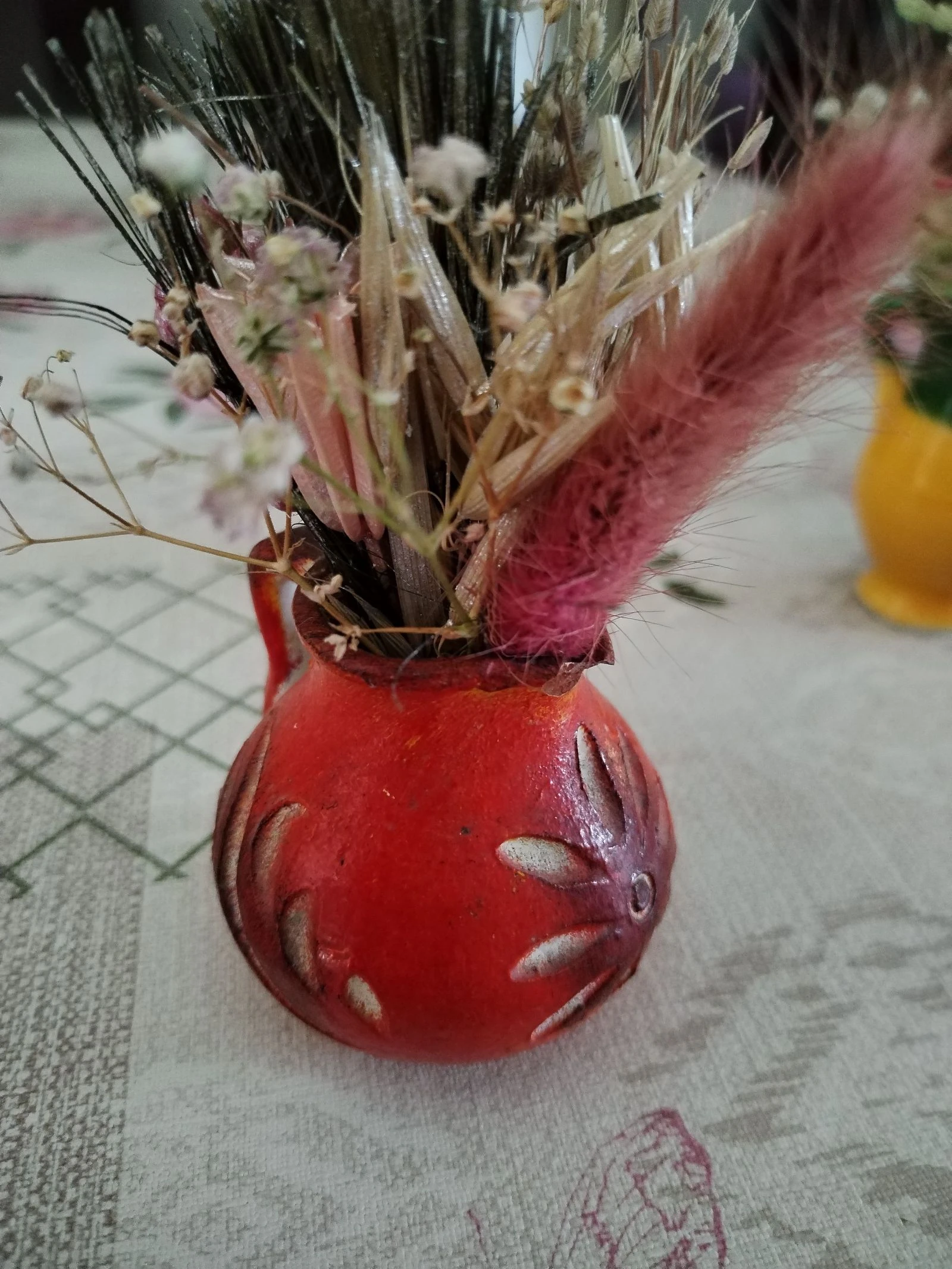 conjunto de 2 bonitos mini jarrones vintage con sus pequeños ramos de flores secas... – photo 5